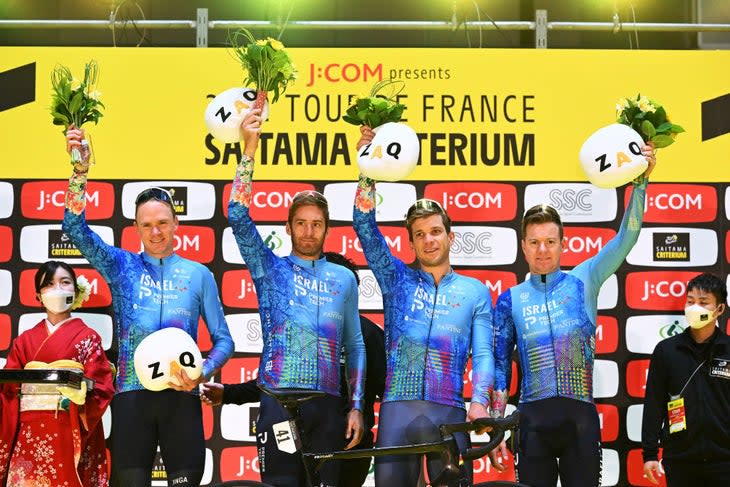 <span class="article__caption">Chris Froome, shown here with teammates at the Saitama race, said the relegation system needs reworking.</span> (Photo: Kenta Harada/Getty Images)