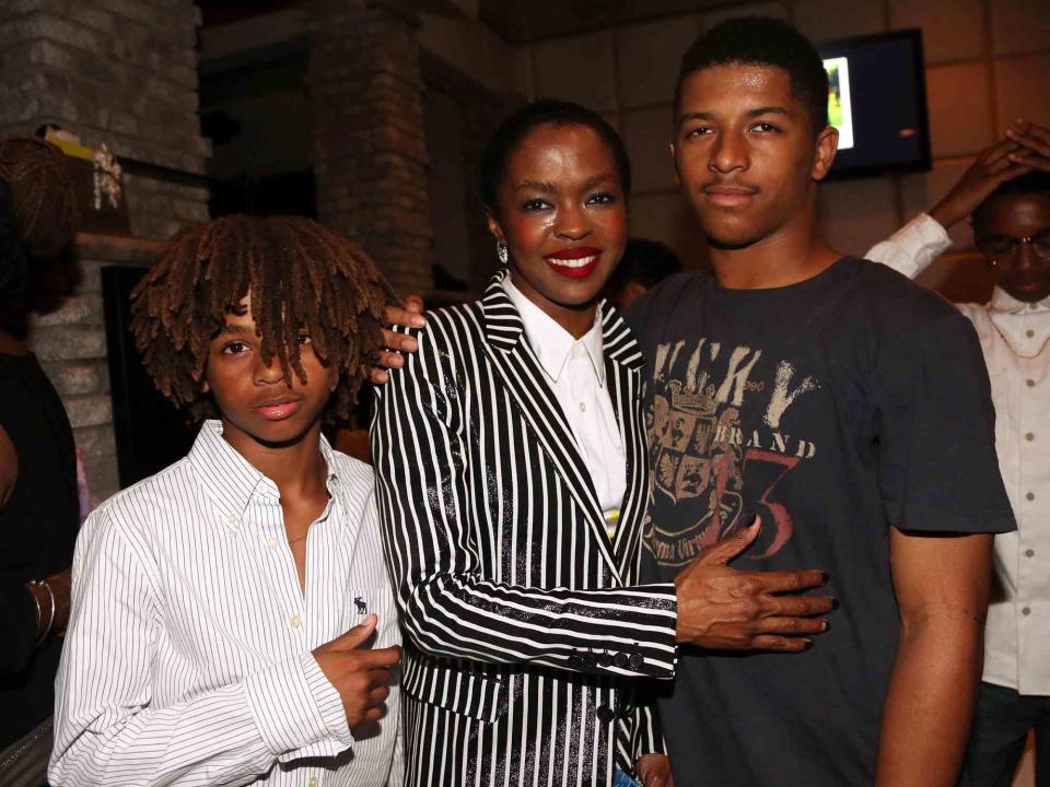 <p>Johnny Nunez/Getty</p> Lauryn Hill celebrates her birthday with her sons John Marley and Zion Marley at The Ballroom on May 26, 2015, in West Orange, New Jersey. 