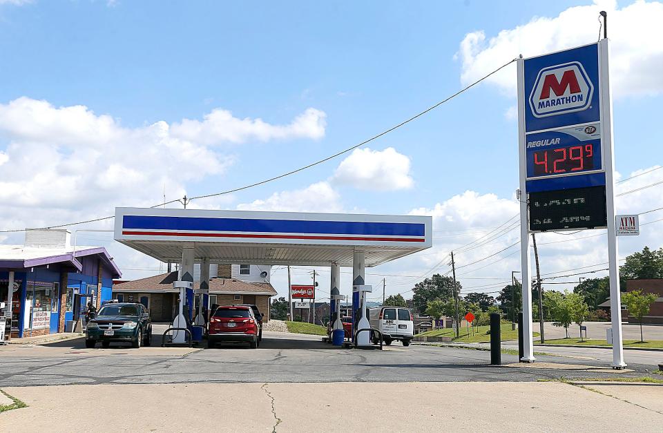 The Marathon gas station at West Walnut Street and Claremont Avenue in Ashland was selling gas for $4.29 a gallon on Wednesday.