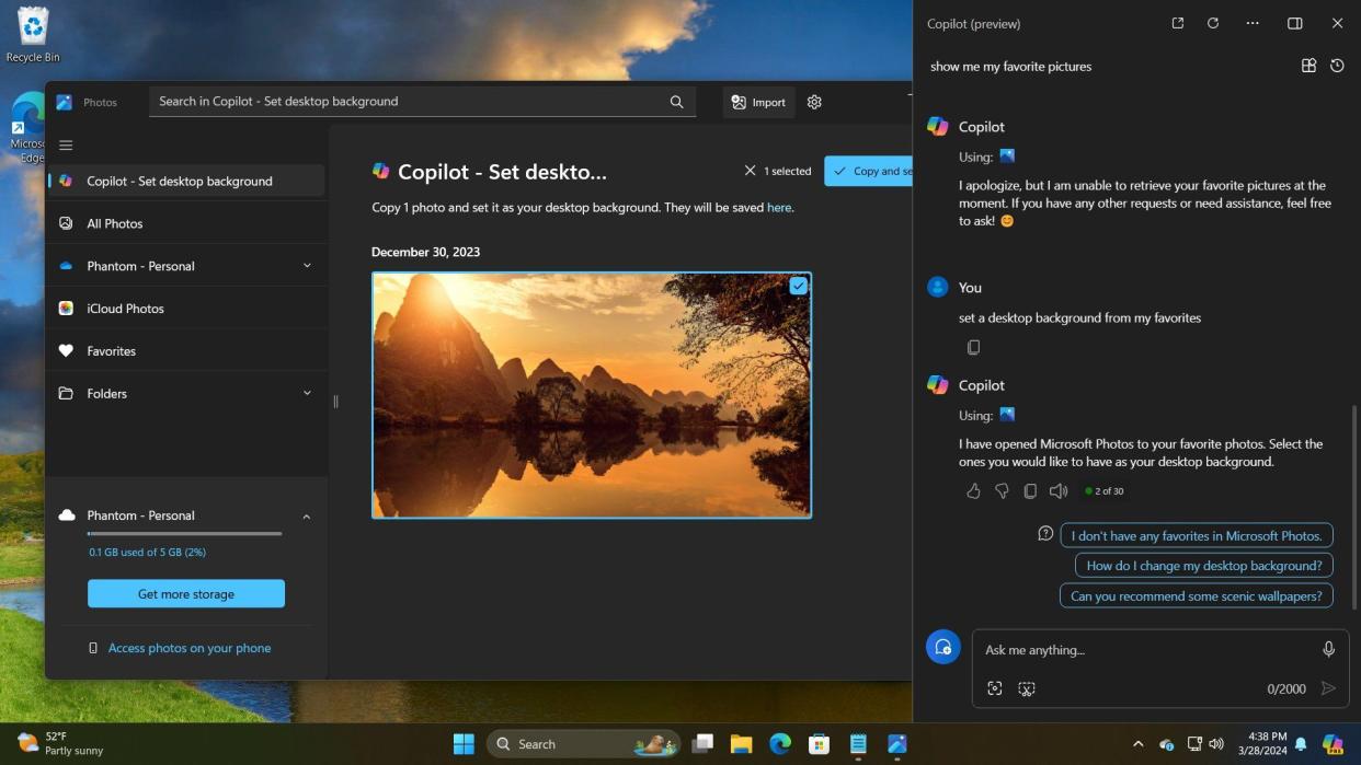  Photos app in Windows 11 with a Copilot plugin. 