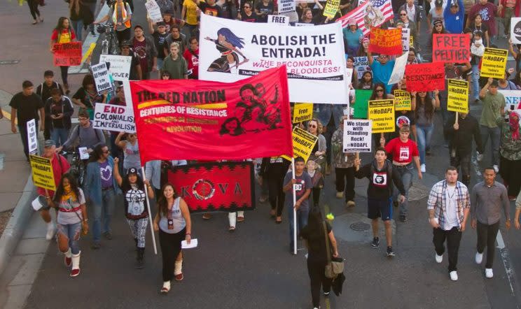 Hope Alvarado leading a protest march with Red Nation. (Photo: Courtesy of Hope Alvarado)