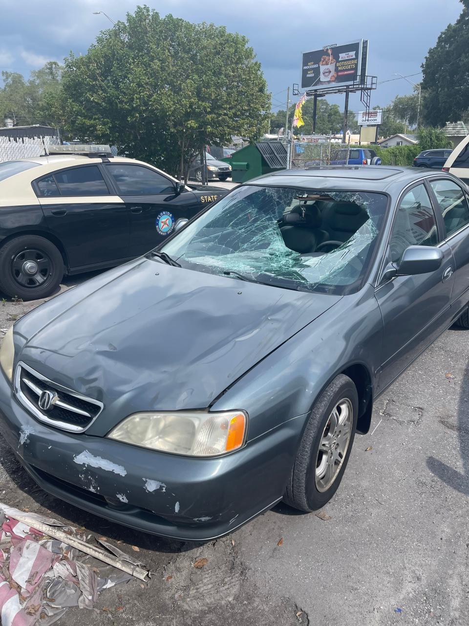 The Florida Highway Patrol impounded a car believed to be involved in a hit-and-run crash.