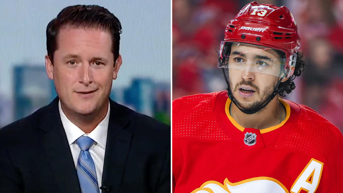 El presentador de noticias de Calgary, Johnny Gaudreau, tomó el tiro de despedida durante la transmisión.