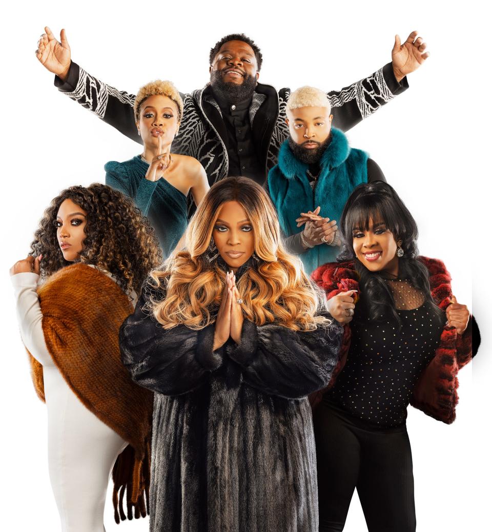 The cast of "Grown & Gospel," clockwise from top: J. Brooks, Elijah Connor, Nikkia Cole-Beach, Shana Wilson-Williams, Tasha Page-Lockhart and Breeann (Bree) Hammond.