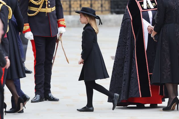 Princess Charlotte of Wales arrives for the funeral of her great-grandmother. (Photo: Chris Jackson via Getty Images)