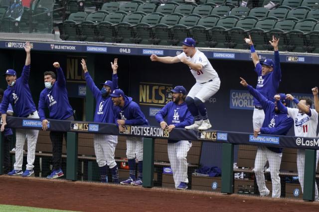 Los Angeles Dodgers celebrate a home run by Justin Turner