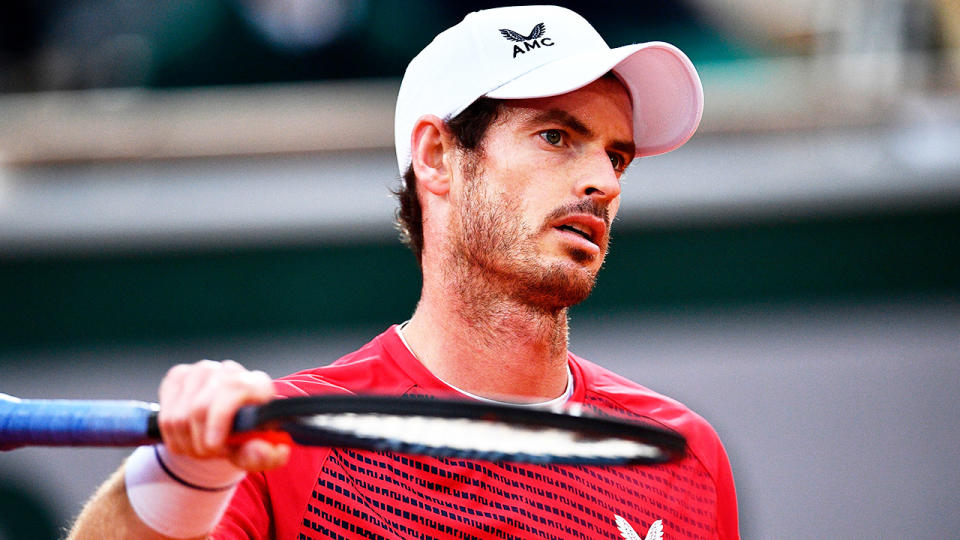 Andy Murray (pictured) looking frustrated after losing a point to Stan Wawrinka.