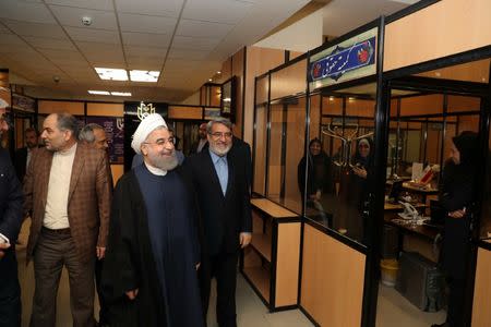 Iran's President Hassan Rouhani visits the election office in Tehran, Iran, May 19, 2017. Picture taken May 19, 2017. President.ir/Handout via REUTERS