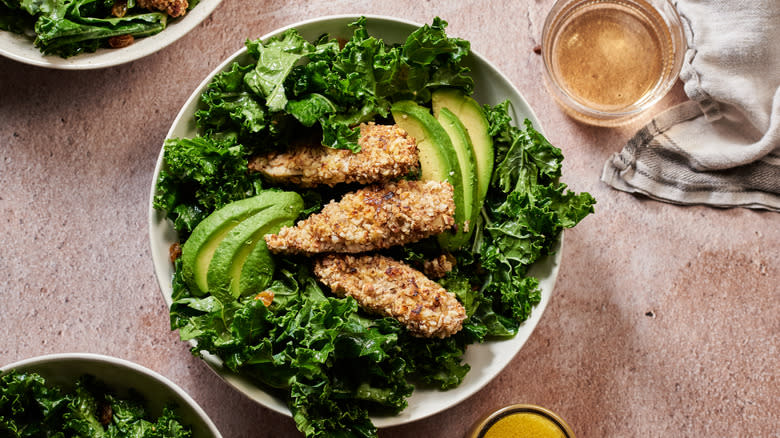 Almond-Crusted Chicken Kale Salad With Cider Vinaigrette