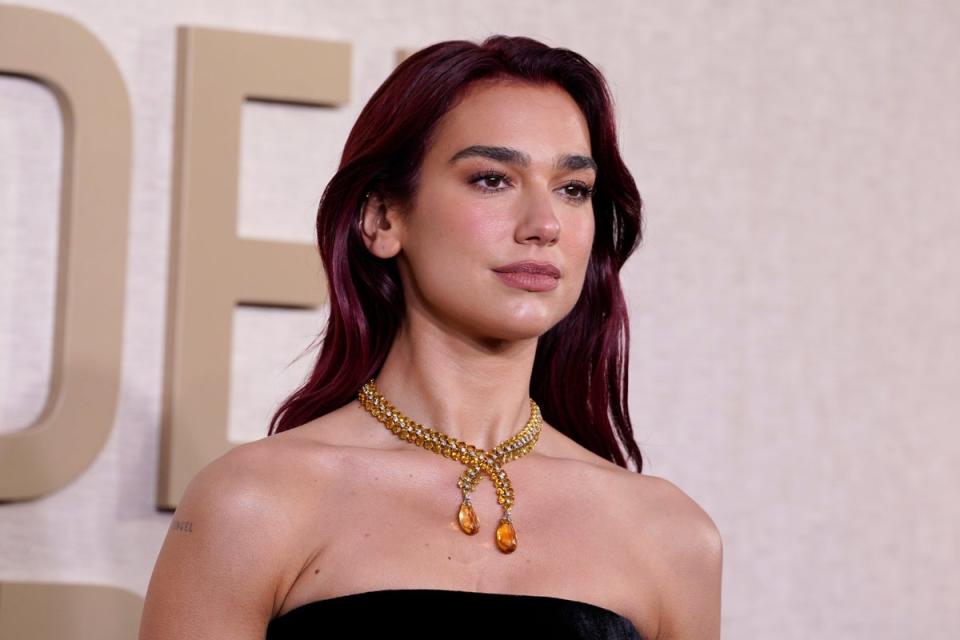 Dua Lipa attends the Golden Globes in Los Angeles in January 2024 (AP)