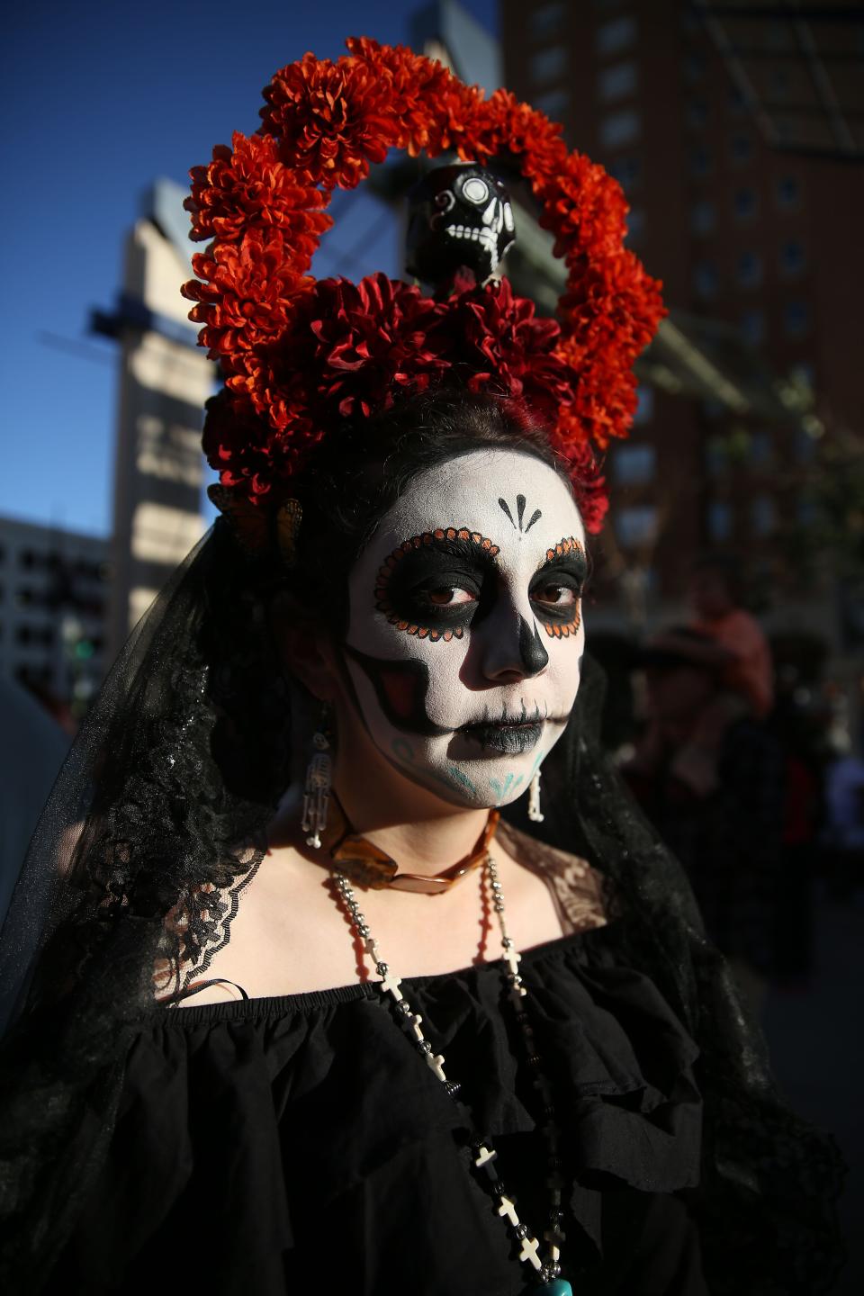 Bettina Camacho is shown at the Día de los Muertos parade in 2021 in Downtown El Paso.