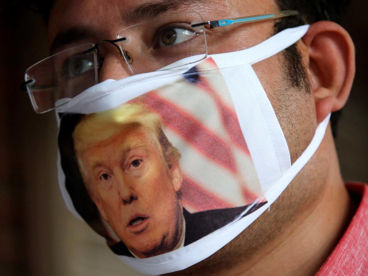 Man wears mask with US president Donald Trump design: EPA