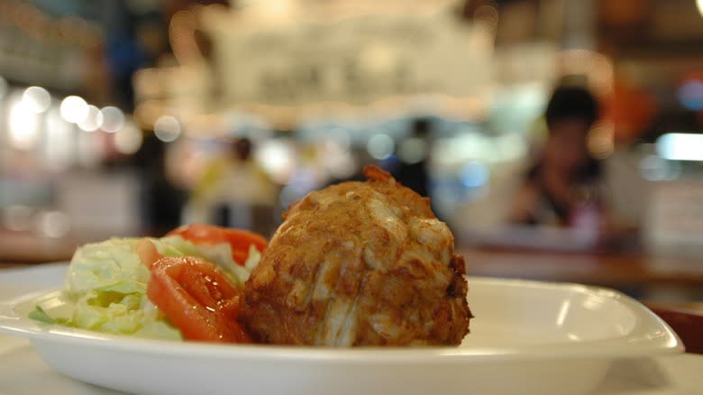 Baltimore crab cake in restaurant