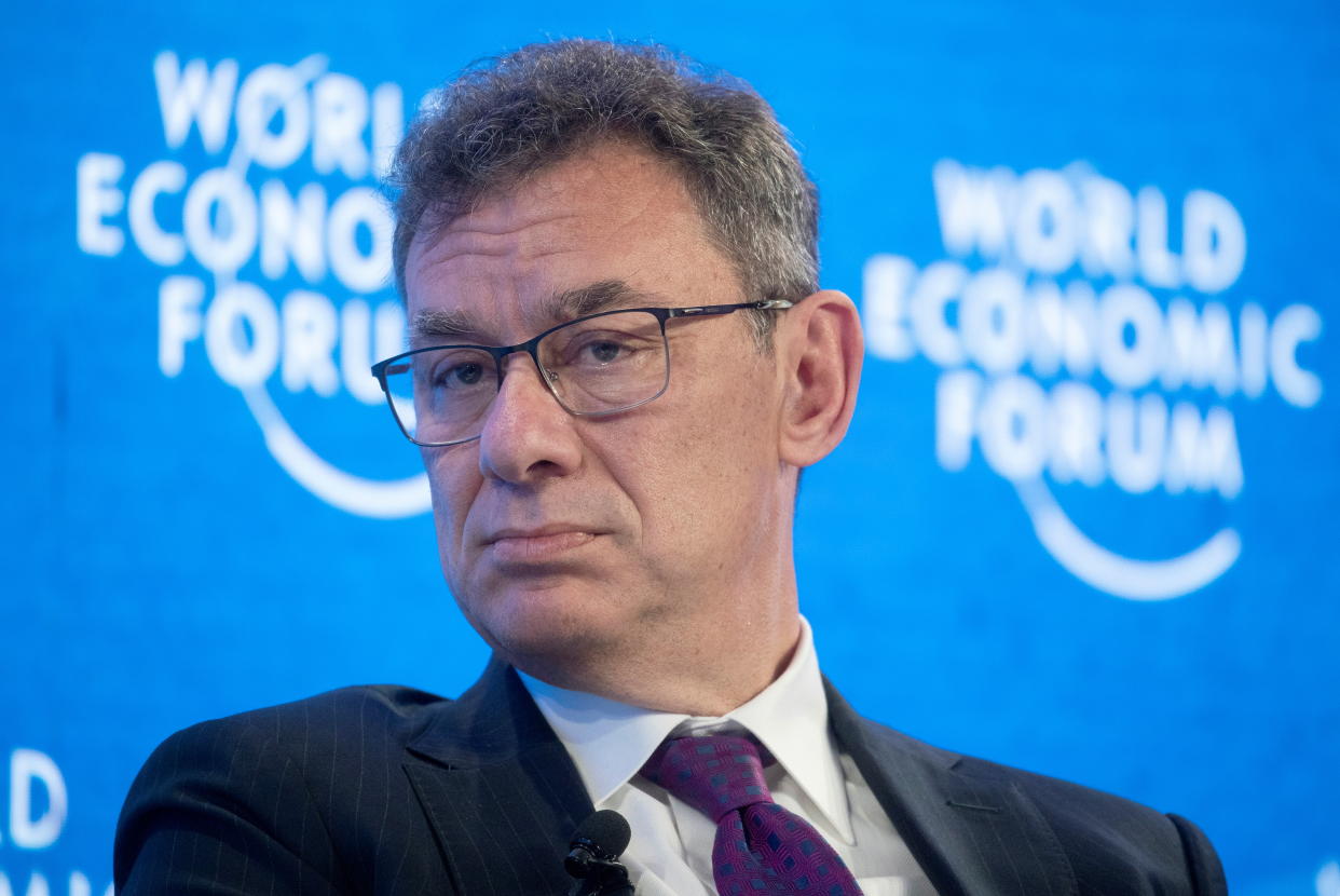 Albert Bourla, CEO of Pfizer attends a discussion at the World Economic Forum (WEF) in Davos, Switzerland May 25, 2022. REUTERS/Arnd Wiegmann