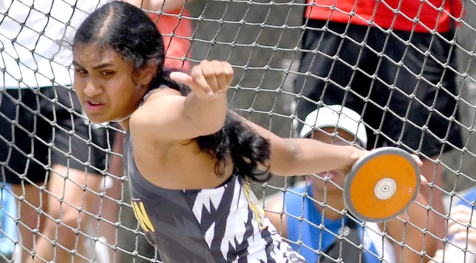 Jackson's Leena Patibandla comes away with a second place finish in the finals of Division I discus during the OHSAA State Track and Field Finals. Saturday,  June 03, 2023