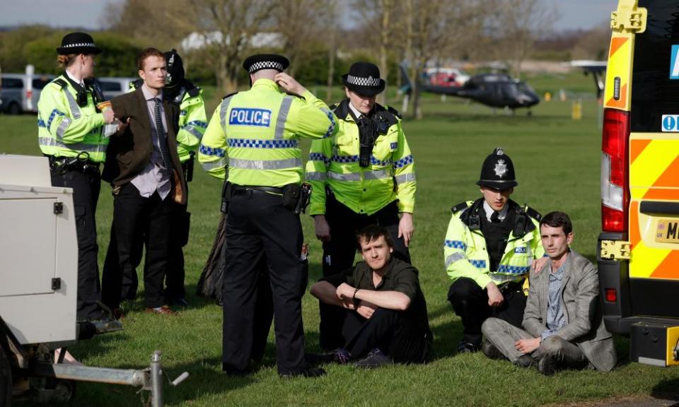 Animal rights protesters arrested at the Grand National.