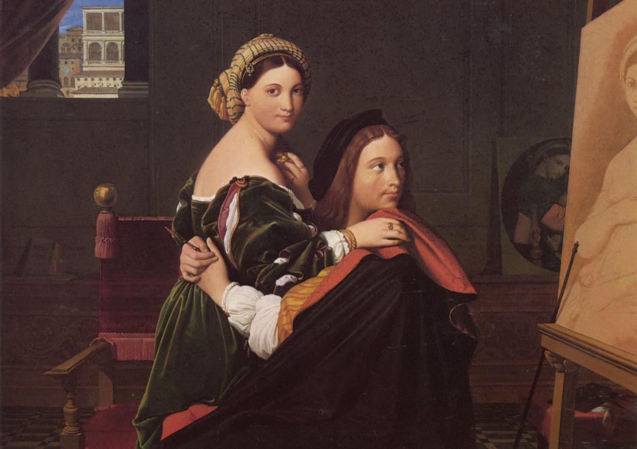 Detalle de _Rafael y la Fornarina_ (Dominique Ingres. 1814). <a href="https://commons.wikimedia.org/wiki/File:Jean_auguste_dominique_ingres_raphael_and_the_fornarina.jpg" rel="nofollow noopener" target="_blank" data-ylk="slk:Wikimedia Commons / Fogg Museum;elm:context_link;itc:0;sec:content-canvas" class="link ">Wikimedia Commons / Fogg Museum </a>