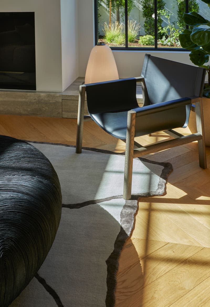 Golden honey wooden floors in living room.