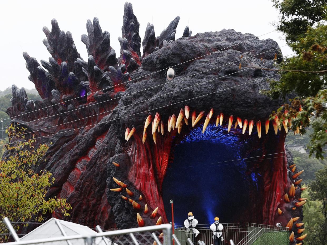 Life-size Godzilla model is first of its kind (Kyodo News via Getty)