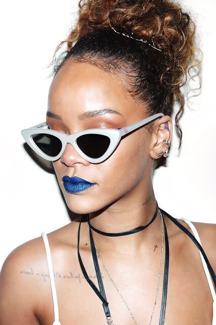 The sparkly blue lipstick Rihanna wore to her NYFW party this past week was Anastasia Beverly Hills’ Liquid Lipstick in Paint, Morales told Teen Vogue. 