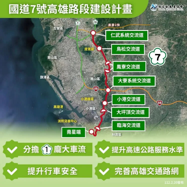 國道7號經費核定與捷運小港林園線動工，雙大交通建設為小港帶來重大利多！翻攝國發會網站