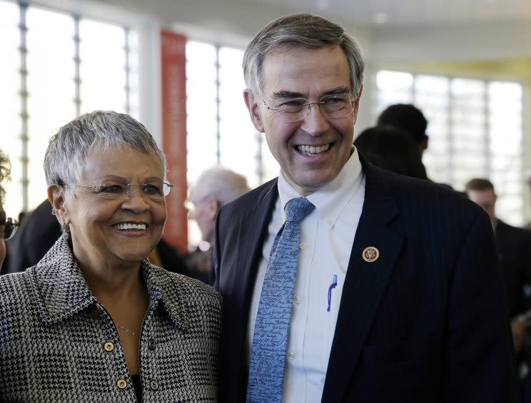 Rush Holt with Bonnie Watson Coleman in 2014. She replaced him when he left Congress. (Photo: Mel Evans/AP)
