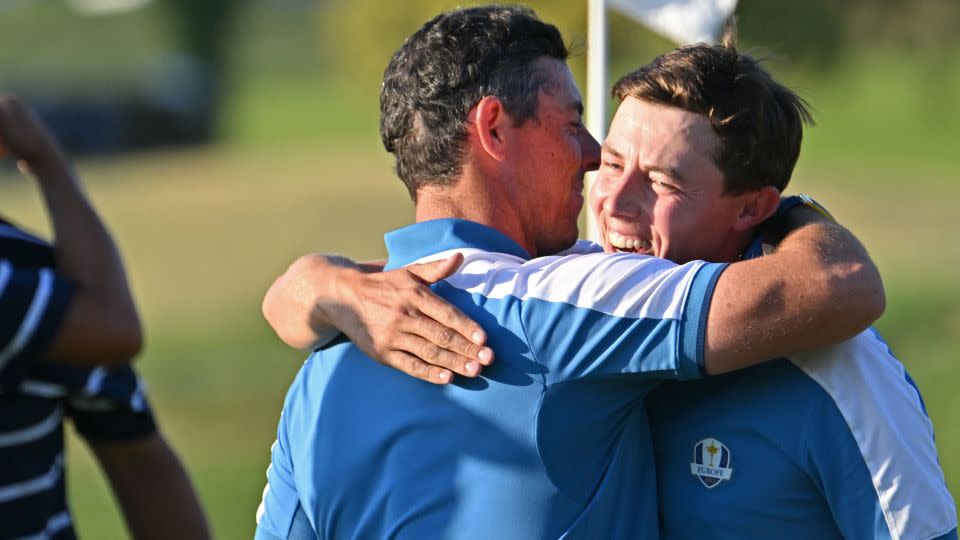 McIlroy and Fitzpatrick toast a commanding win. - Alberto Pizzoli/AFP/Getty Images