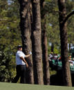 Patrick Reed watches his shot on the third fairway during the first round of the Masters golf tournament Thursday, April 10, 2014, in Augusta, Ga. (AP Photo/Matt Slocum)