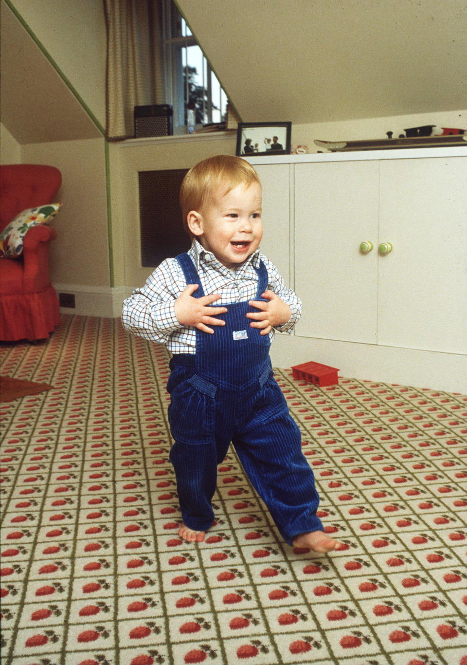 Prince Harry at home in the playroom at Kensington Palace in October 1985.