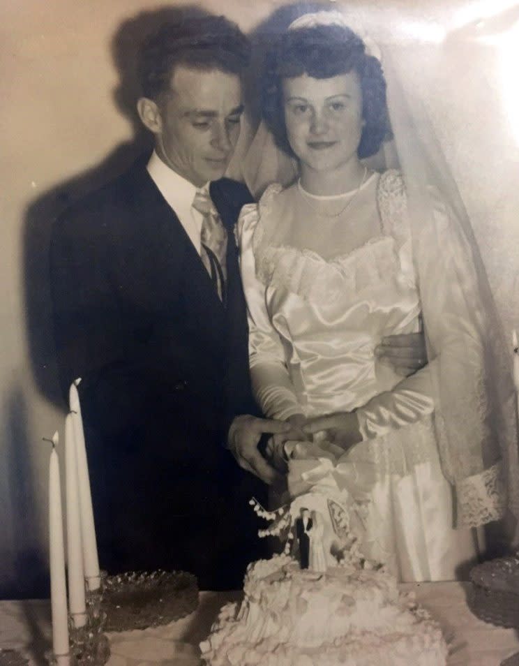 Tom and Ruthie McCoy on their wedding day in 1952. (Photo Source: Ashlyn Tubbs/KCBD NewsChannel 11)