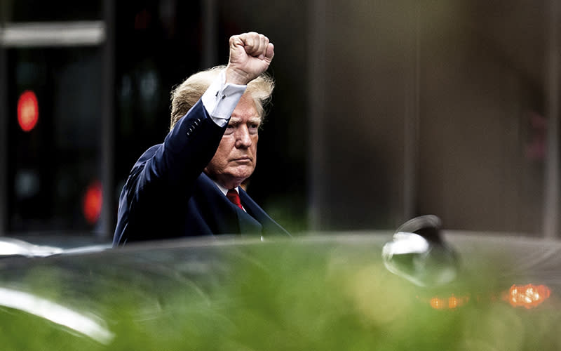 Former President Trump raises his fist