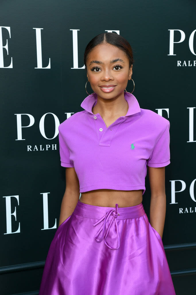 closeup of her wearing ralph lauren for his event