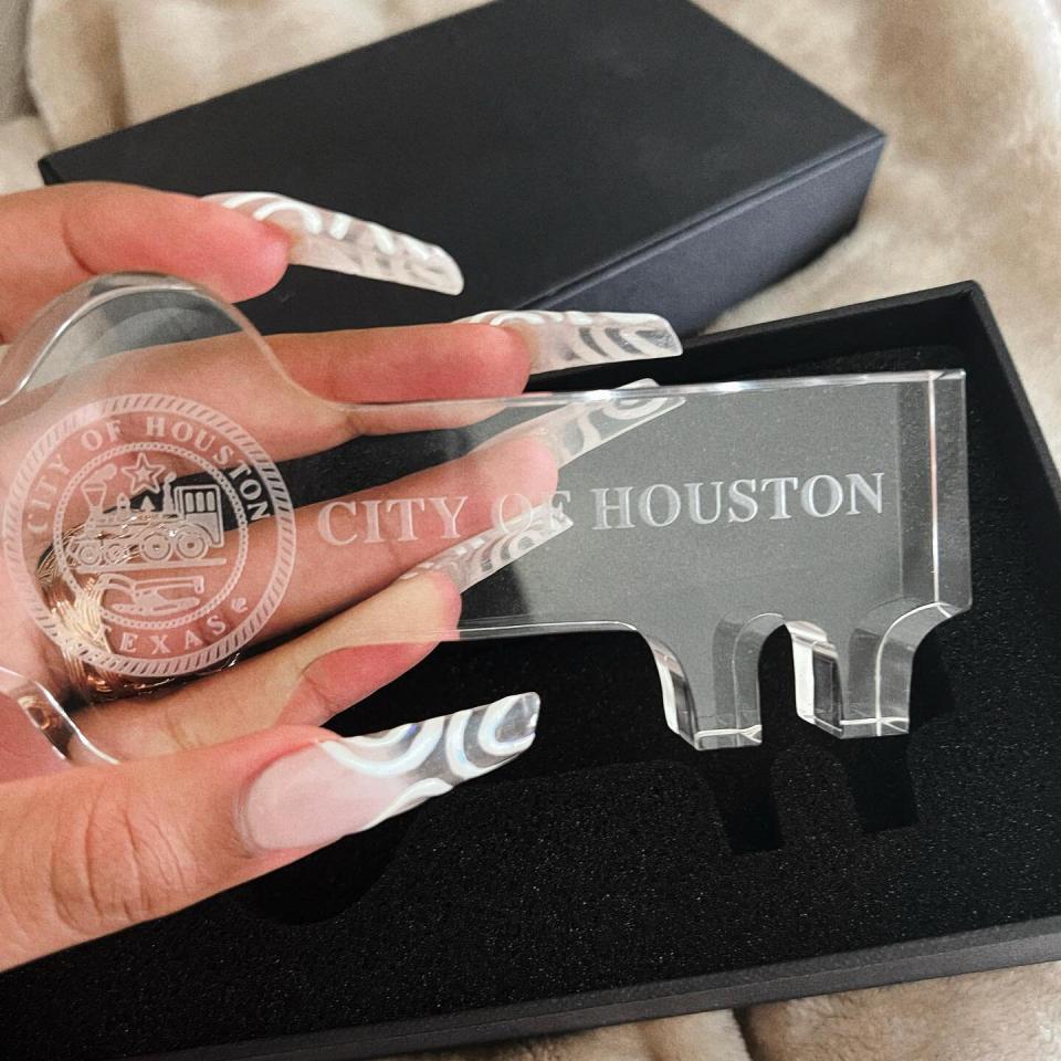 Headline: Megan Thee Stallion Honored with Key to Houston and Official Holiday: 'The City That Made Me'. https://www.instagram.com/p/CdCBe5WPjLa/