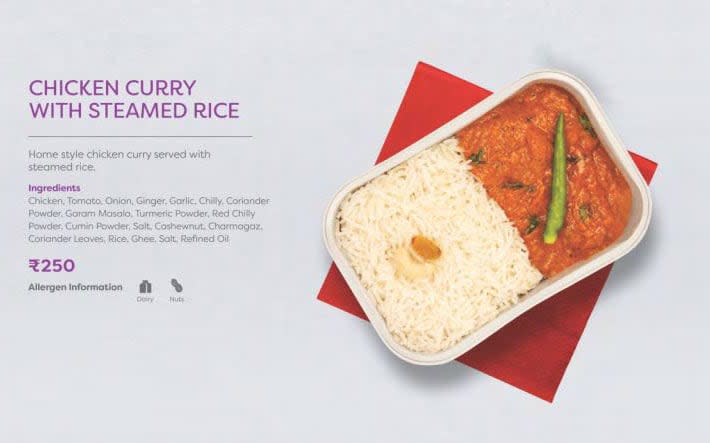 From the current in-flight menu (we imagine they'd make more effort with presentation for the restaurant) - air asia