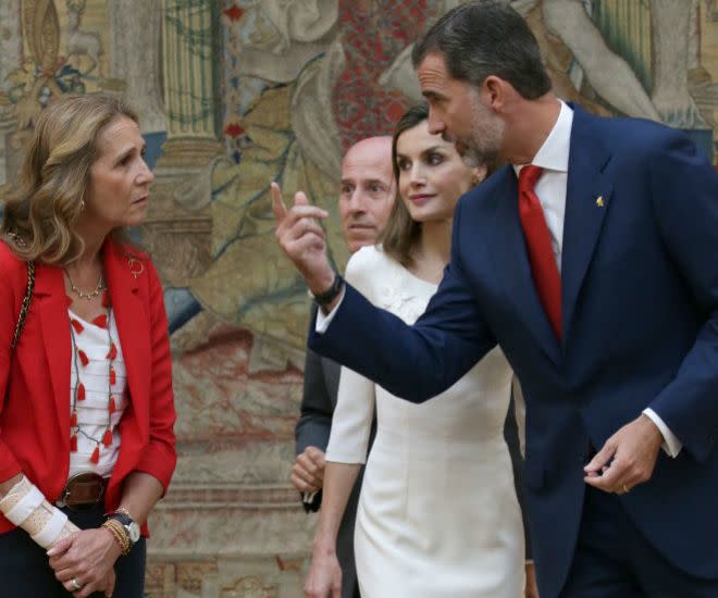 La infanta Elena le reprochó a su hermano Felipe VI y terminó peleando con Letizia (GTres).