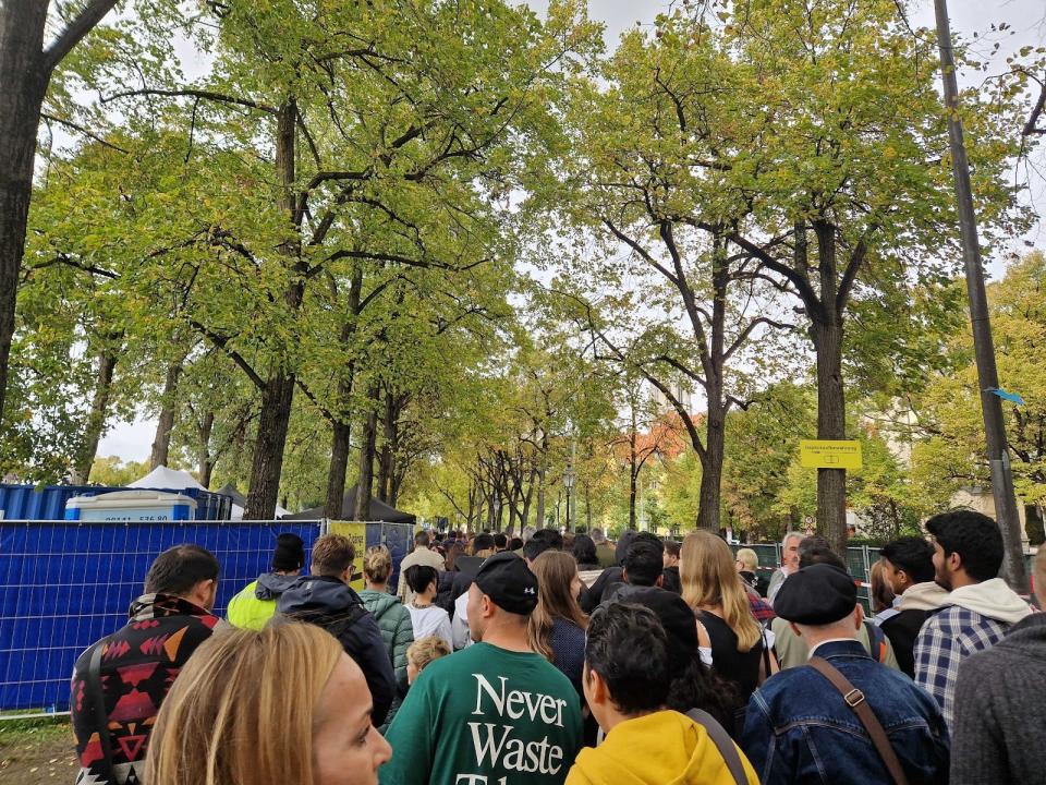 standing in line to get into oktoberfest