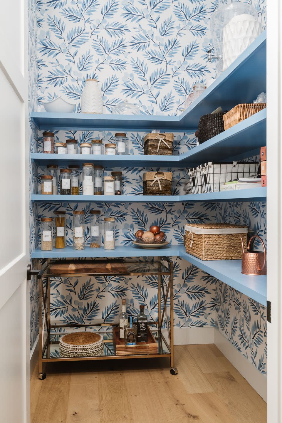 wallpapered pantry