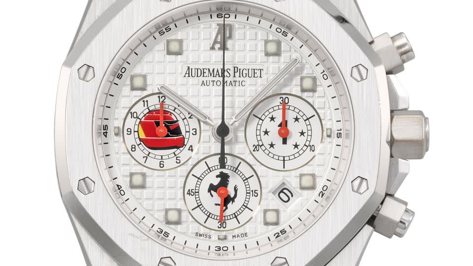 Schumacher's white gold Audemars Piguet Royal Oak was gifted to him by his early mentor and former Ferrari CEO Jean Todt at Christmas 2003, according to Christie's. - Christie's Images LTD. 2024