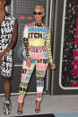 <p>Amber Rose wore her feelings on her jumpsuit, which was covered in grafitti with words including “Golddigger” (is she trying to say something to Kanye West?), whore, stripper, slut, and more.</p>