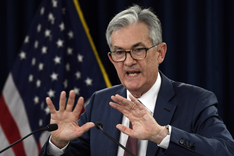 Federal Reserve Chairman Jerome Powell speaks during a news conference in Washington, Wednesday, Oct. 30, 2019. The Federal Reserve cut rates for the third time this year. (AP Photo/Susan Walsh)