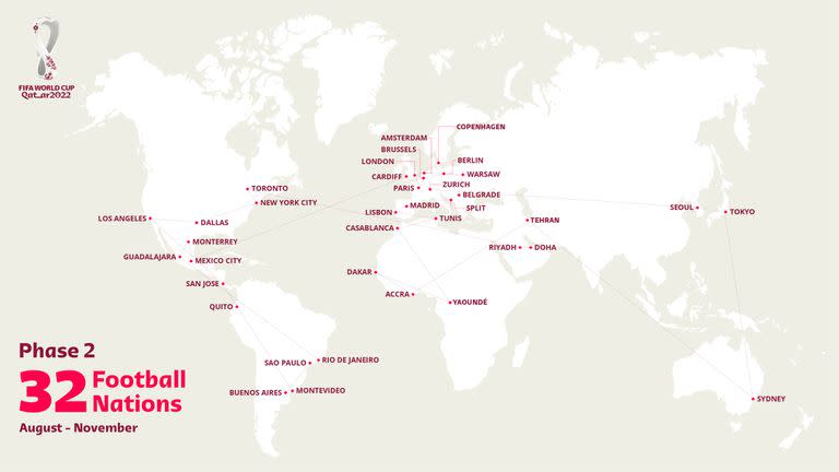 El mapa oficial de la Gira del Trofeo de la Copa del Mundo 2022