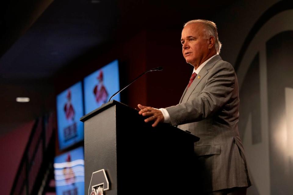 University of South Carolina’s new baseball coach, Paul Mainieri, speaks to members of the media on Thursday, June 13, 2024.