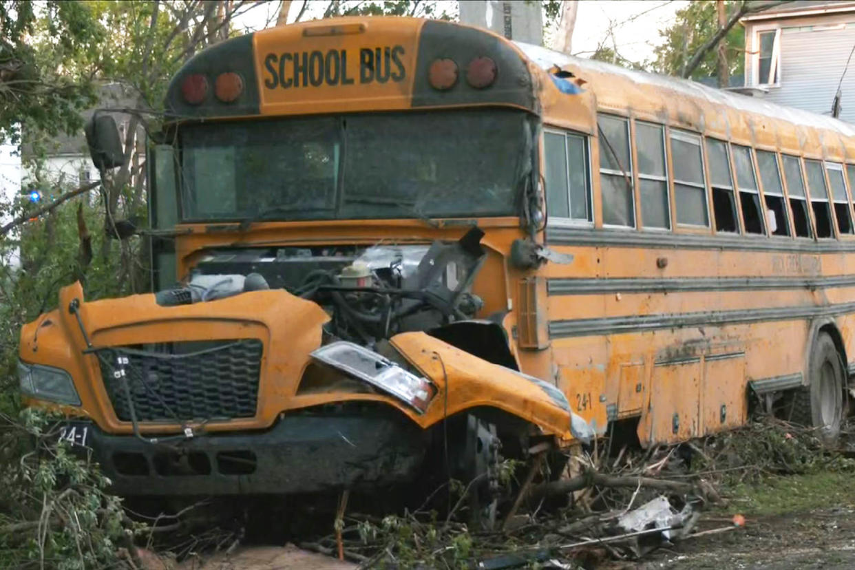school bus tornado storm aftermath damage (KSNT)