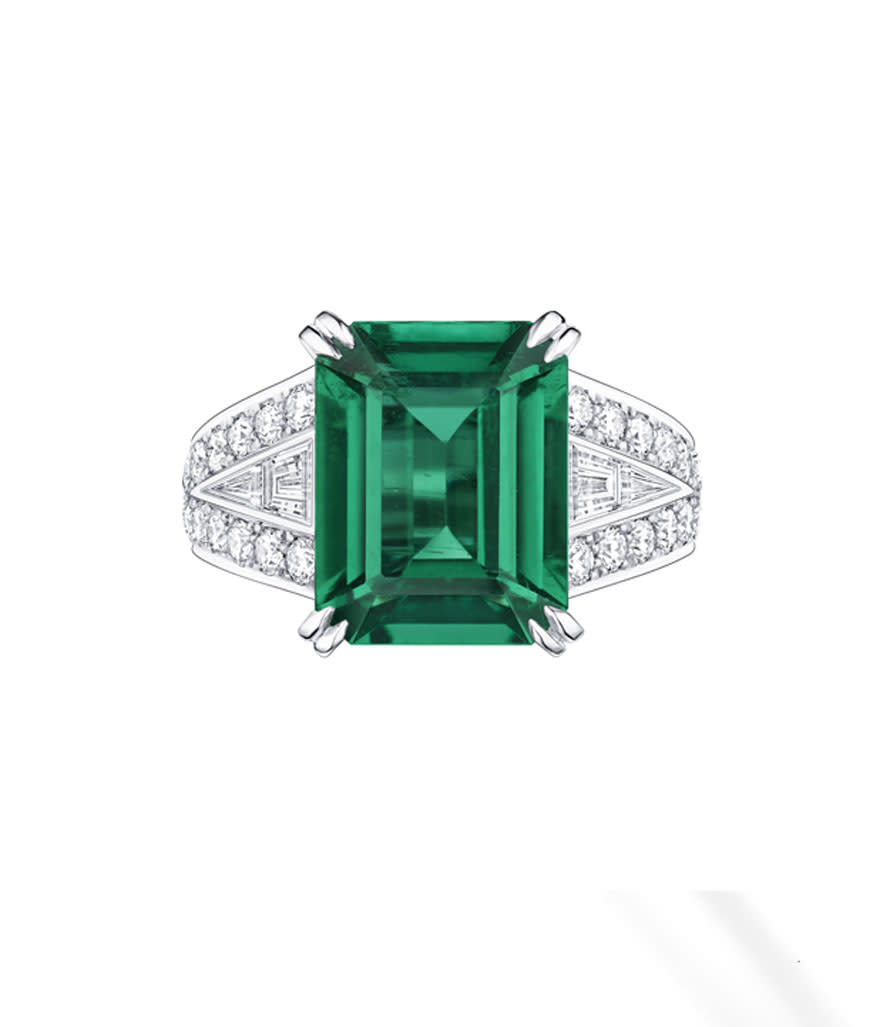 <p>Solitaire Emerald, price upon request, available at select Louis Vuitton stores, 866.Vuitton, <a rel="nofollow noopener" href="http://us.louisvuitton.com/eng-us/homepage" target="_blank" data-ylk="slk:louisvuitton.com;elm:context_link;itc:0;sec:content-canvas" class="link ">louisvuitton.com</a> </p>