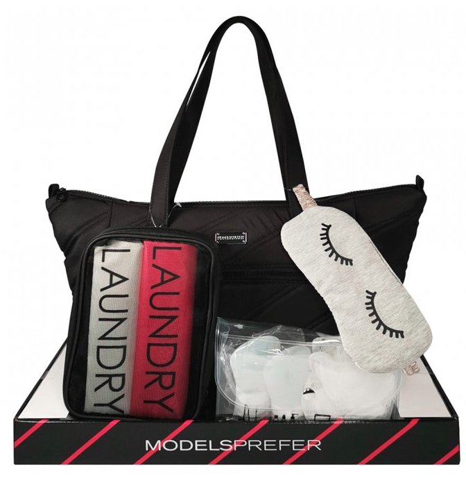 Picture of Models Prefer Tote and Travel Accessories Set 9 Piece with bag and eye mask