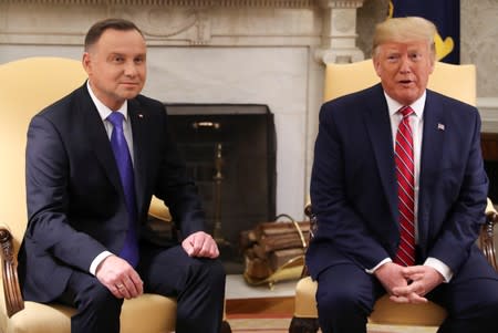 U.S. President Trump welcomes Poland's President Duda at the White House in Washington