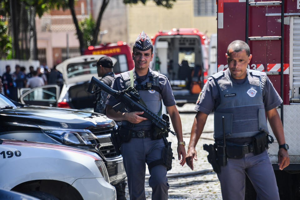 <em>Police work at the scene of the shooting on Wednesday (Getty)</em>