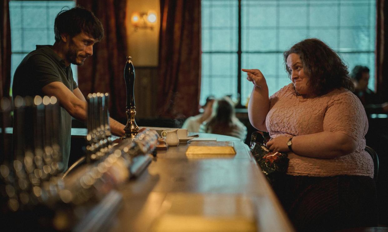 <span>Jessica Gunning playing Martha opposite Richard Gadd as Donny in Baby Reindeer. Fiona Harvey said internet sleuths had tracked her down.</span><span>Photograph: Ed Miller/Netflix</span>