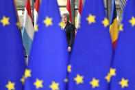 British Prime Minister Theresa May arrives for an EU summit in Brussels, Thursday, Dec. 13, 2018. EU leaders gather for a two-day summit, beginning Thursday, which will center on the Brexit negotiations. (AP Photo/Geert Vanden Wijngaert)