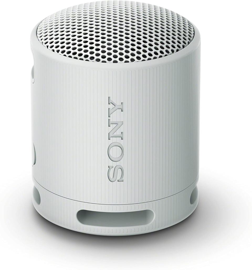 white sony portable speaker